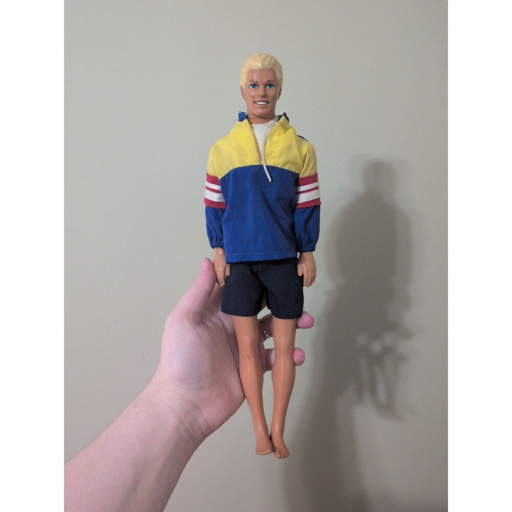 Vintage 1991 Mattel Big Brother Ken Doll Yellow Pullover Windbreaker And Shorts